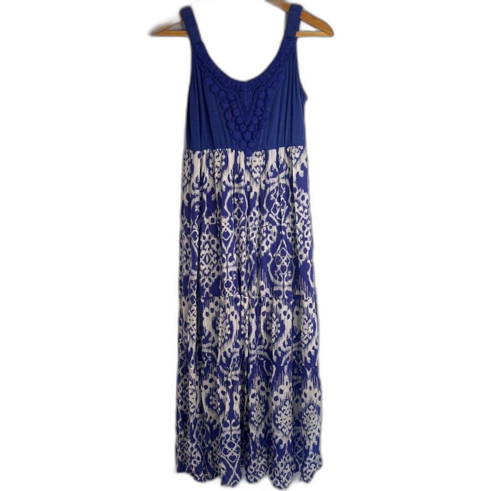 Studio West Apparel‎ Sleeveless Maxi Dress Crochet Bodice Flowy Skirt Size Small